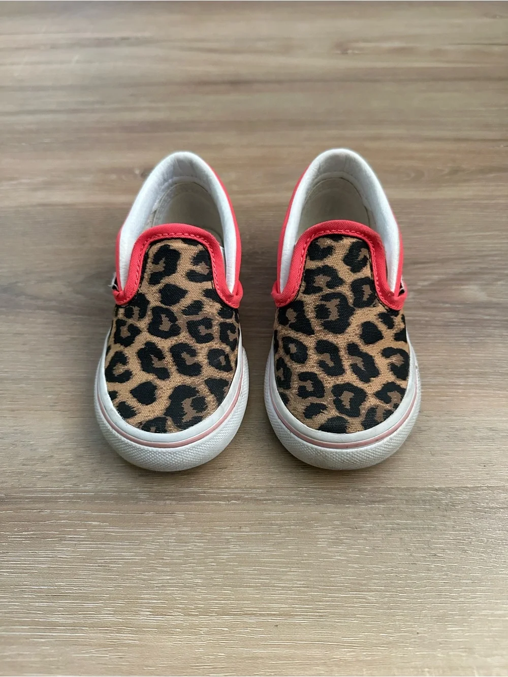 Vans Leopard Toddler Slip On Shows Hot Pink & Checkered Details